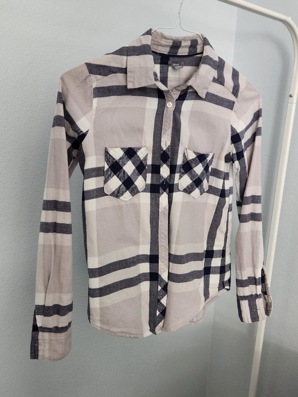 Aerie - Blue Gray Plaid Button Up Shirt - XS